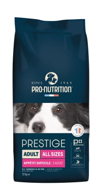Pro-Nutrition PRESTIGE ADULT EXIGEN Повнораціонний сухий корм для дорослих собак усіх порід вибагливих до харчування з ягням та рисом