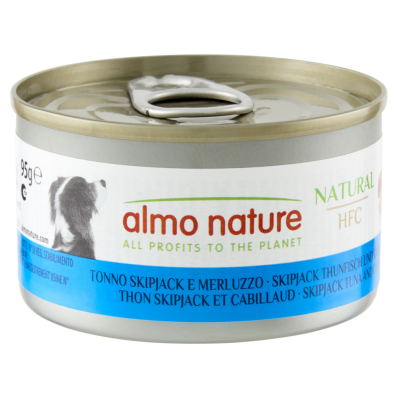 Almo Nature HFC Dog Natural Шматочки смугастого тунця та тріски в соусі для дорослих собак