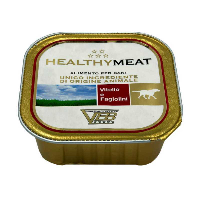 Healthy Meat - консервований корм з телятиною та зеленою квасолею для собак (паштет)