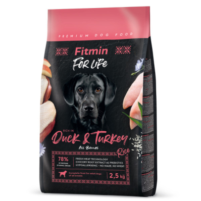 Fitmin For Life Duck&Turkey Гіпоалергенний сухий корм з індичкою та качкою для дорослих собак усіх порід