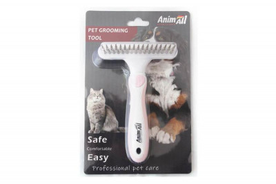 AnimAll Groom Гребінець-граблі для тварин, рожевий