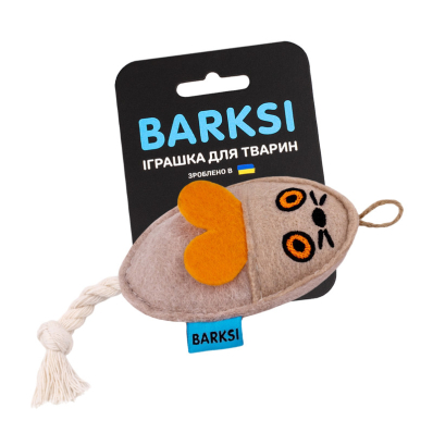 Barksi Іграшка для котів, бежева мишка з канатом