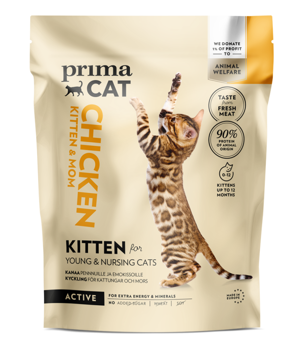 Prima Pet PrimaCat Chicken Kitten - сухой корм для котят до 12 месяцев, беременных и кошек, кормят