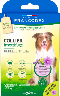Francodex Laboratoire Repellent Collar Нашийник з репелентною дією від бліх і кліщів для собак великих порід з гераніолом, 72 см