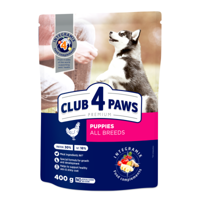 Club 4 Paws Puppies All Breeds - сухий корм для цуценят всіх порід з куркою