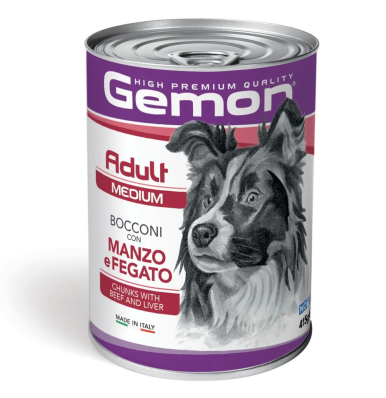 Gemon Dog Medium Adult - вологий корм з яловичиною та печінкою для дорослих собак середніх порід