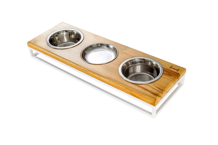 Harley and Cho Lunch Bar Natural wood + White Три миски на підставці