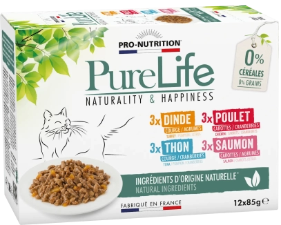 Pro-Nutrition PURE LIFE WET MULTI Шматочки філе в соусі: курка, індичка, лосось, тунець