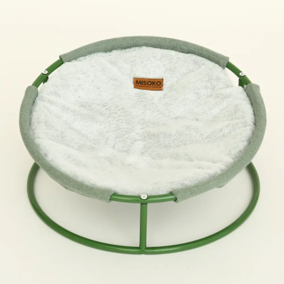 MISOKO&CO Pet bed round plush light green Складаний лежак для домашніх тварин