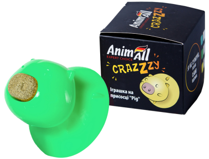 AnimAll CrazZzy Pig Іграшка на присосці для котів, зелений