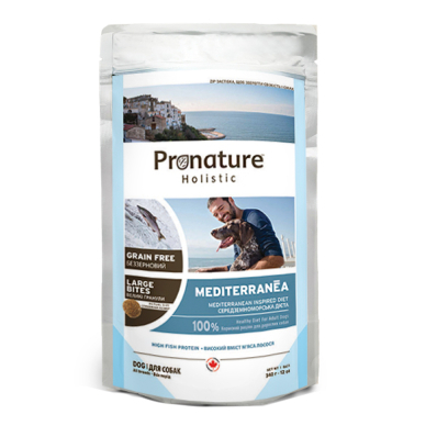 Pronature Holistic Dog Mediterranea Large Bites Беззерновий корм для собак середніх та великих порід, лосось з в'яленими томатами