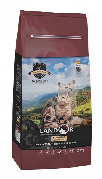 Landor Cat Sterilized & Light Rabbit & Rice Сухой корм с кроликом и рисом для взрослых стерилизованных кошек
