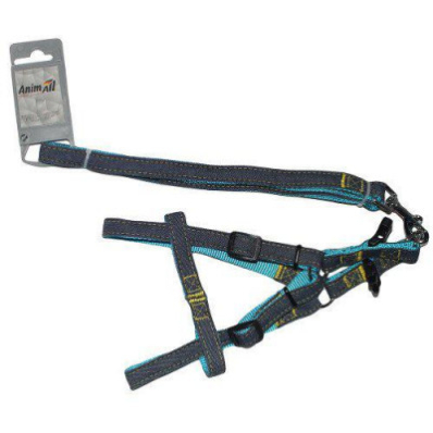 AnimAll Denim Набір шлея та повідець, блакитний