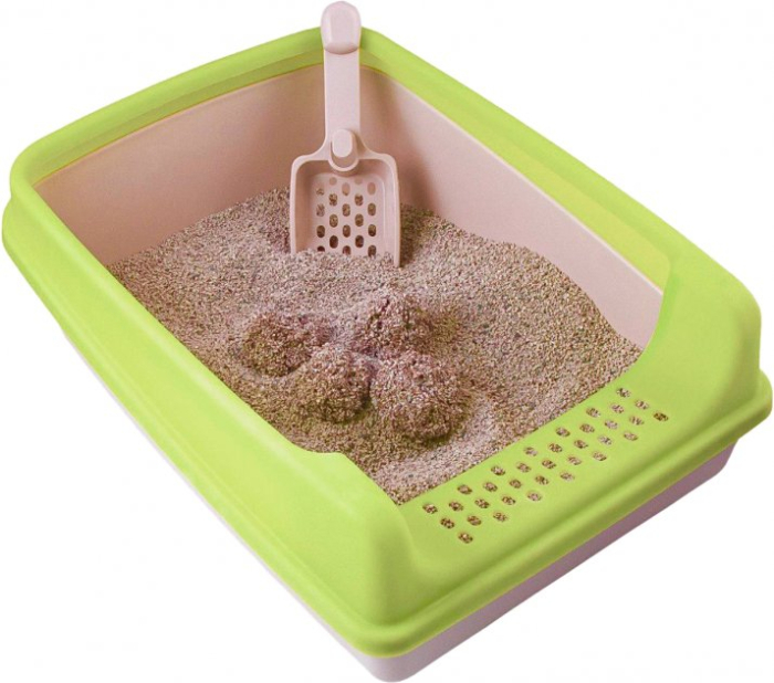 Gattino Туалет для кішок з зеленою рамкою та лопаткою
