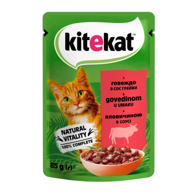 Kitekat - вологий корм з яловичиною в соусі для котів