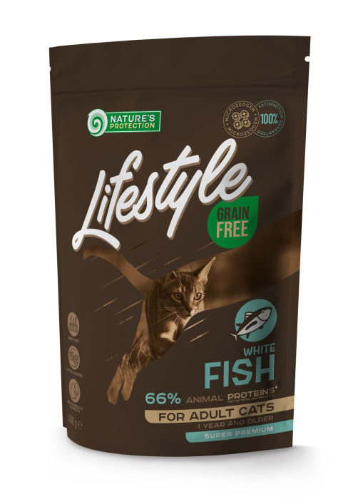 Nature's Protection Lifestyle Grain Free Cat Adult White Fish Сухой корм для взрослых котов