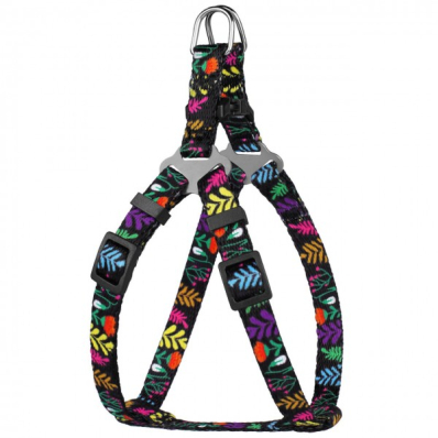 Bronzedog Urban Шлея для собак дрібних порід та котів "Квіти", чорний