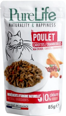 Pro-Nutrition PURE LIFE WET CHICKEN Шматочки філе курки в соусі з морквою та журавлиною