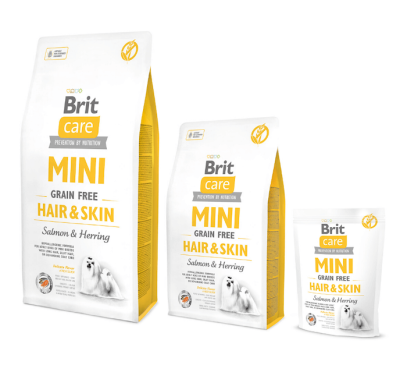 Brit Care Mini Grain-free Hair & Skin - гіпоалергенний сухий корм для собак мініатюрних порід з довгою шерстю