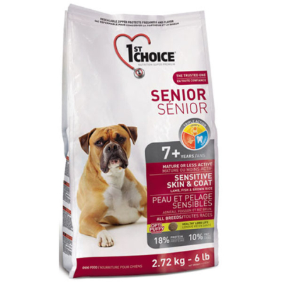 1st Choice Senior Sensitive Skin & Coat Lamb, Fish & Brown Rice Сухий корм на основі м'яса ягняти, океанічної риби та коричневого рису для собак похилого віку усіх порід віком від 7 років