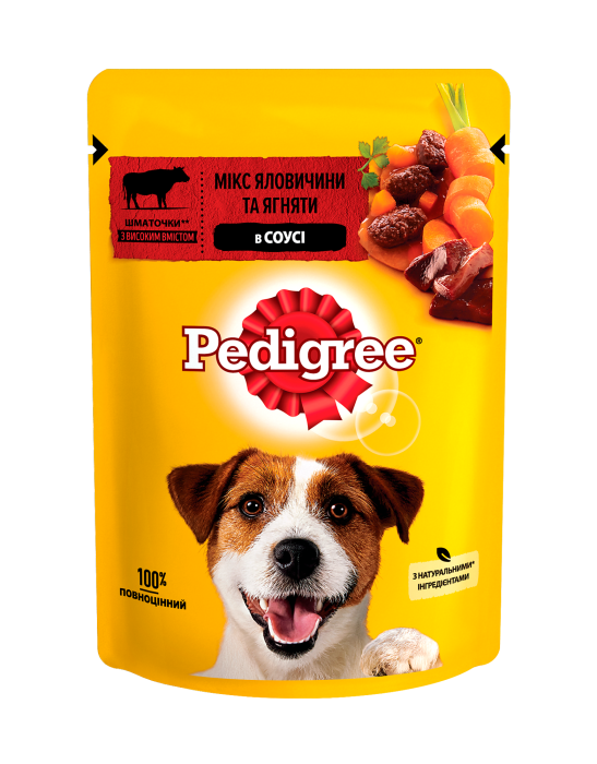 Pedigree з яловичиною та ягням в соусі