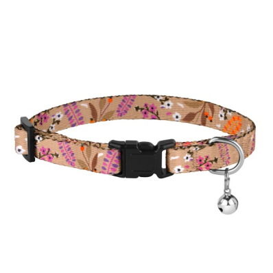 Bronzedog Urban Нейлоновий нашийник "Квіти" для котів, бежевий