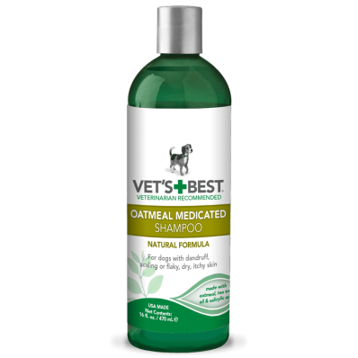 VET'S BEST Oatmeal Medicated Shampoo - шампунь от перхоти, шелушения, для сухой кожи у собак