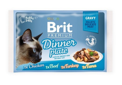 Brit Premium Cat Pouch Dinner Plate Gravy Вологий корм асорті в соусі для котів (від 12 місяців)
