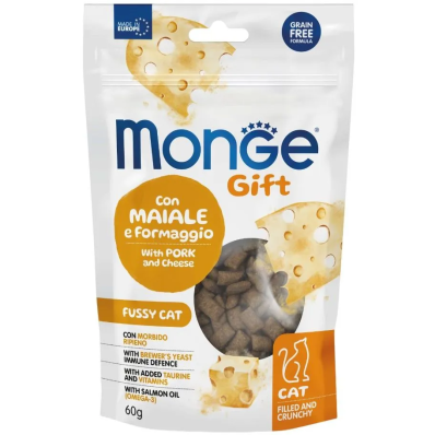 Monge Gift Cat Fussy - ласощі для котів, свинина та сир