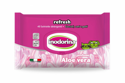 Inodorina Refresh Aloe vera вологі серветки з алоє вера для собак та котів