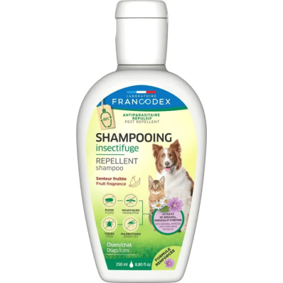 Francodex Laboratoire Repellent Shampoo Fruit Fragrance Шампунь-репелент від бліх і кліщів для котів і собак з героніолом, фруктовий аромат