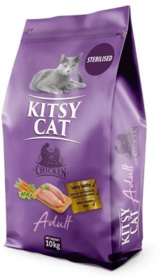 KITSY CAT – полнорационный сухой корм для взрослых стерилизованных кошек, с курицей