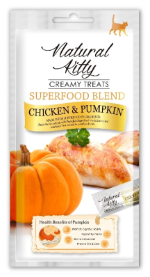 Natural Kitty Creamy Treats Chicken & Pumpkin Кремові ласощі з куркою та гарбузом для котів