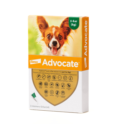 Elanco Адвокат - краплі від зовнішніх і внутрішніх паразитів для собак (до 4 кг)