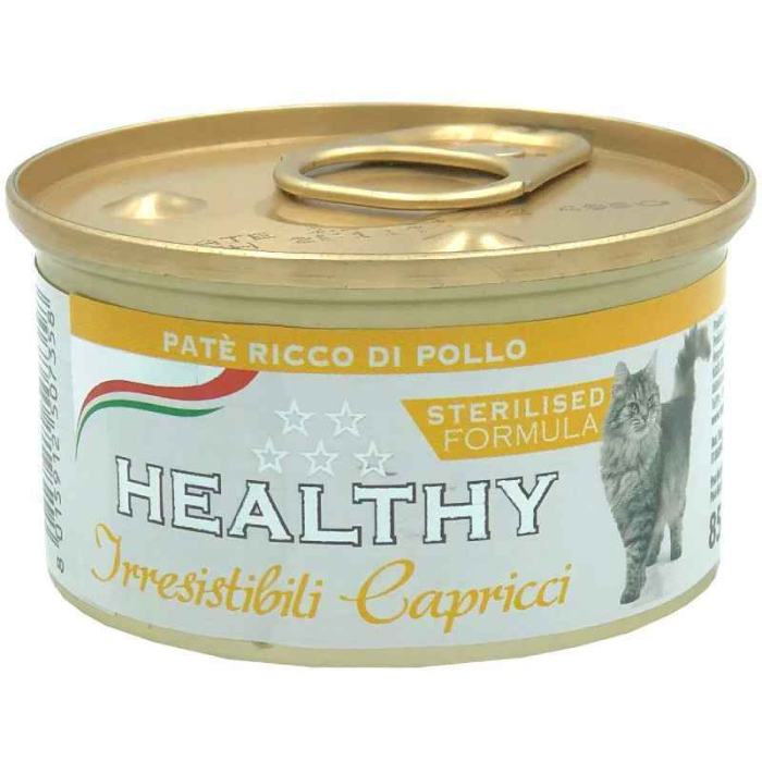 Healthy Irresistibili Capricci - консервований корм з куркою для вибагливих стерилізованих котів (паштет)