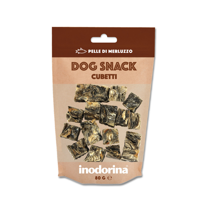 Inodorina Dog snack cubetti pelle di merluzzo Ласощі для собак шматочки шкірки тріски