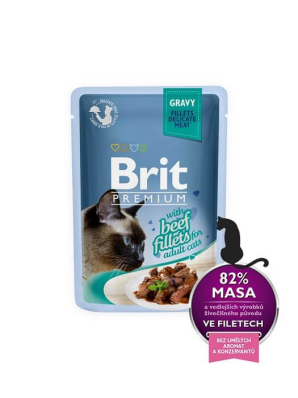 Brit Premium Cat Pouch in Gravy Вологий корм з яловичиною в соусі для котів (від 12 місяців)
