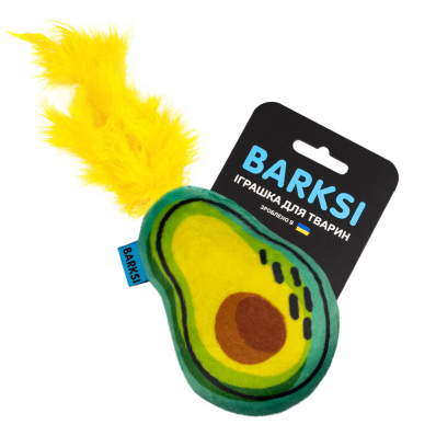 Barksi Іграшка для котів, авокадо з дзвіночком та пір'ям