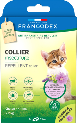 Francodex Laboratoire Repellent Collar Ошейник с репеллентным действием от блох и клещей для котят с гераниолом, 35 см