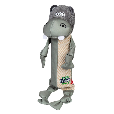 Collar GiGwi ECO FRIENDZ Іграшка для собак, Бегемот з пластиковою пляшкою та пищалкою