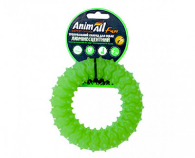 AnimAll Fun Іграшка кільце з шипами для собак, люмінесцентна, зелена