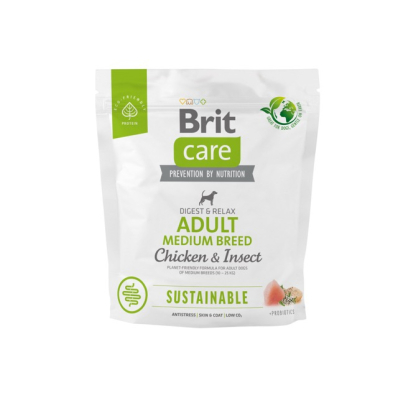 Brit Care Dog Sustainable Adult Medium Breed Сухий корм для собак середніх порід з куркою та комахами