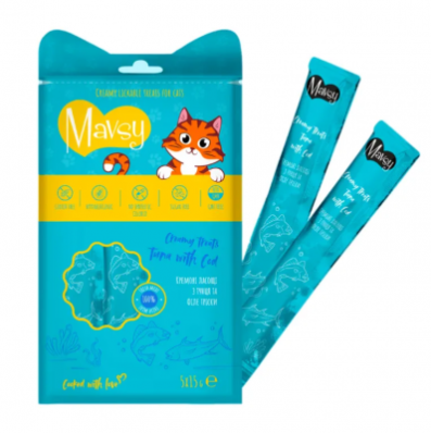 Mavsy Creamy Treats Tuna with Cod - кремові ласощі для котів з тунця та філе тріски