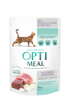 Adult Cats Hairball Control Duck & Liver Влажный корм для взрослых кошек с эффектом выведения шерсти, с уткой и кусками печени в яблочном желе