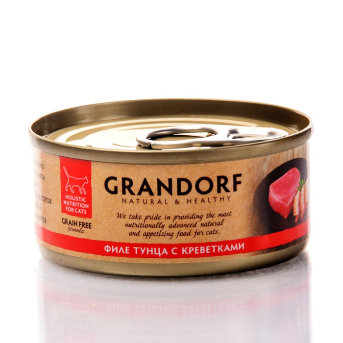 Grandorf Tuna Fillet & Shrimps - консерва філе тунця з креветками для котів