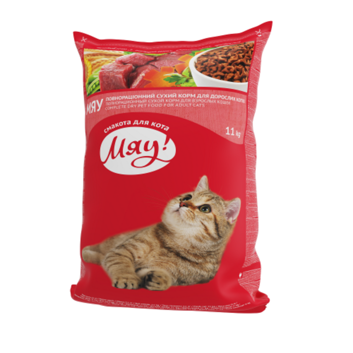 Мяу Сухой корм для взрослых кошек с индейкой и садовой травой