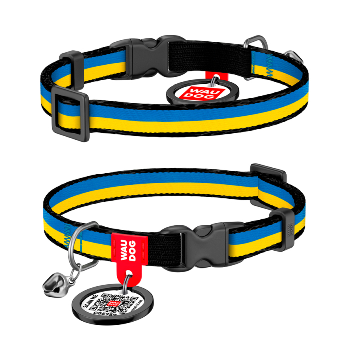 Collar WAUDOG Nylon Нашийник "Colors of freedom" для котів,  пластиковий фастекс