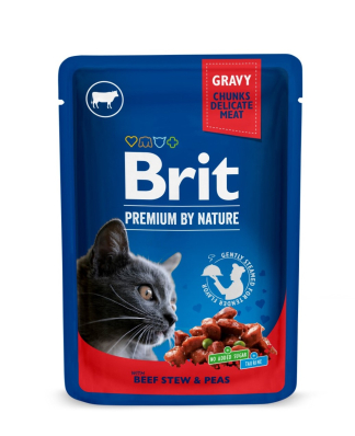 Brit Premium Cat Pouches Вологий корм рагу з яловичини і горошком для котів (від 12 місяців)