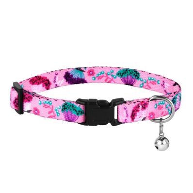 Bronzedog Urban Нейлоновий нашийник "Квіти" для котів, рожевий