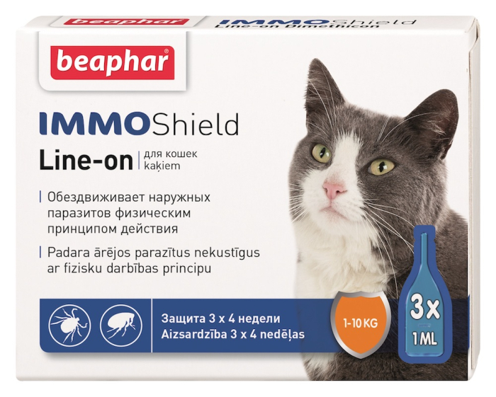 Beaphar IMMO Shield Капли от блох и клещей для кошек